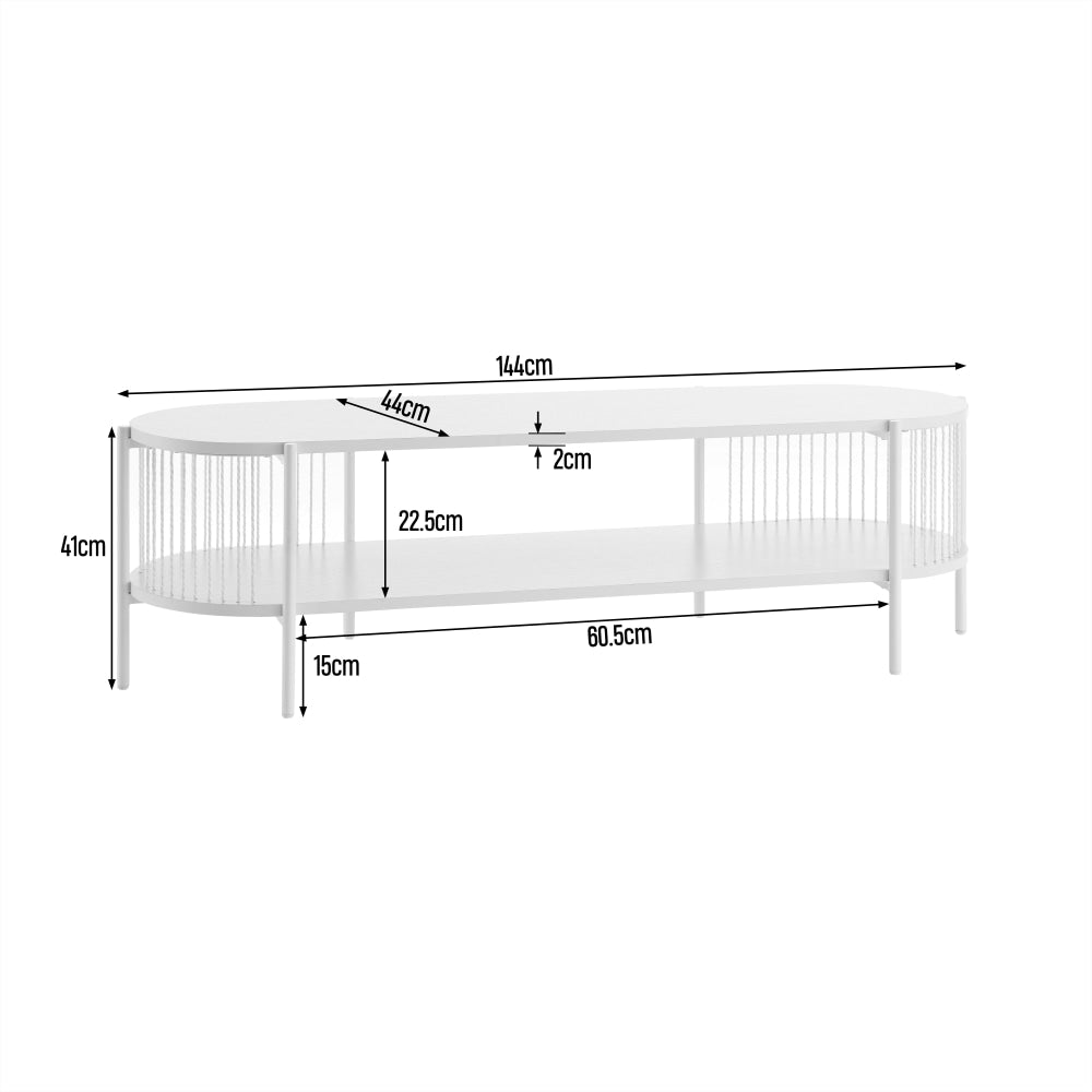 Connell Modern Wooden Entertainment Unit TV Stand Open Shelf - White Fast shipping On sale