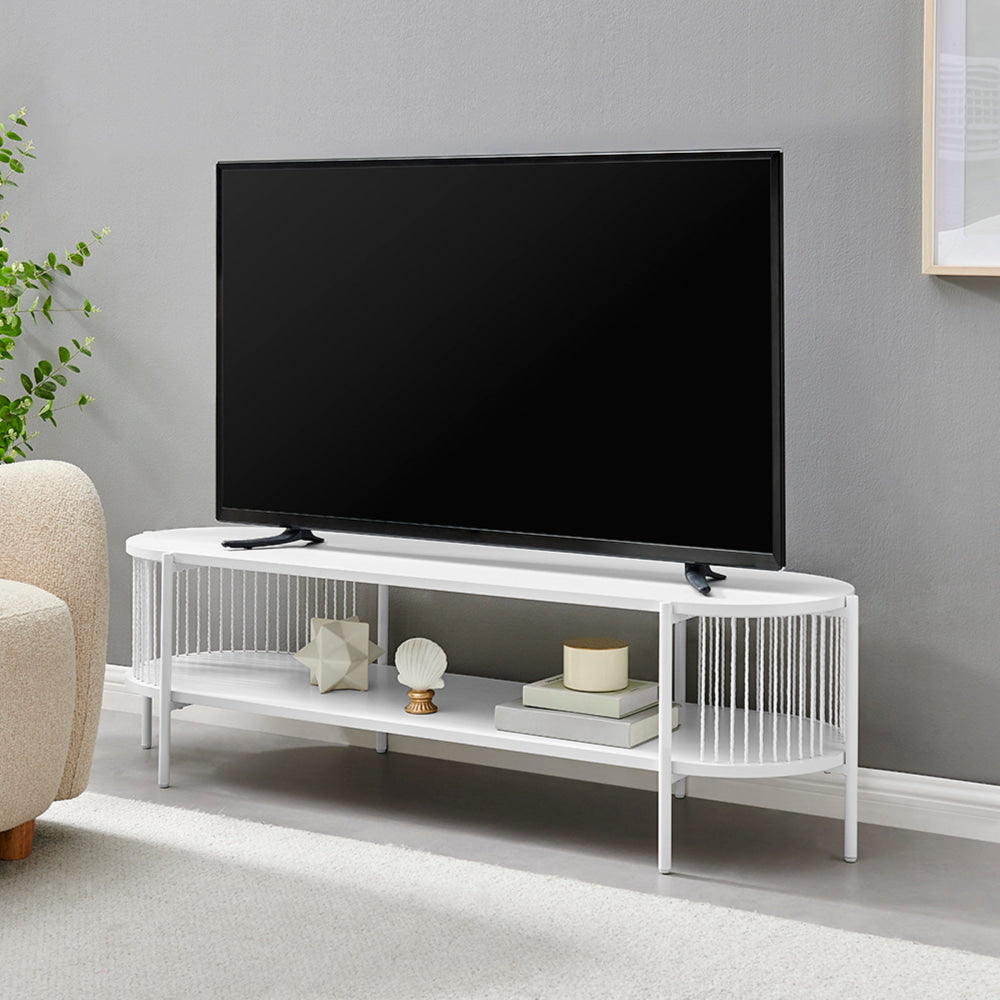 Connell Modern Wooden Entertainment Unit TV Stand Open Shelf - White Fast shipping On sale