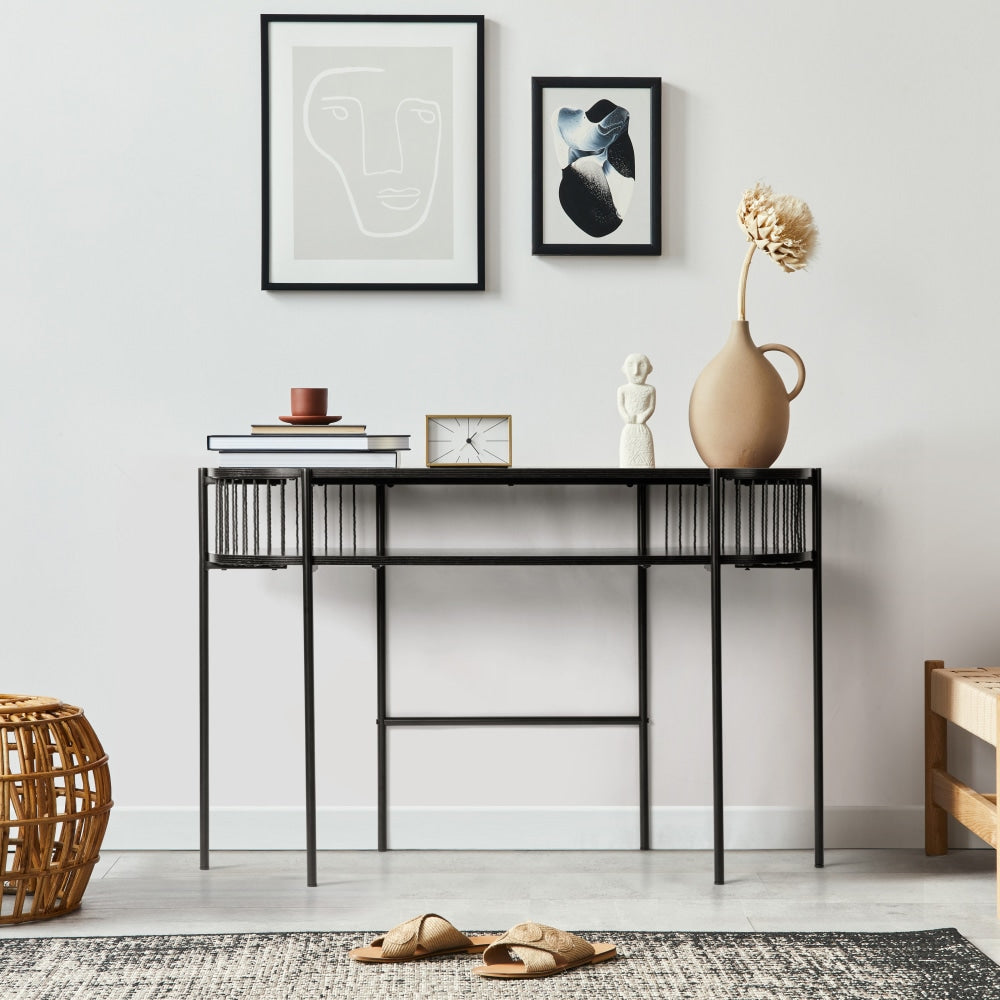 Connell Modern Wooden Hallway Console Hall Oval Table - Black Fast shipping On sale