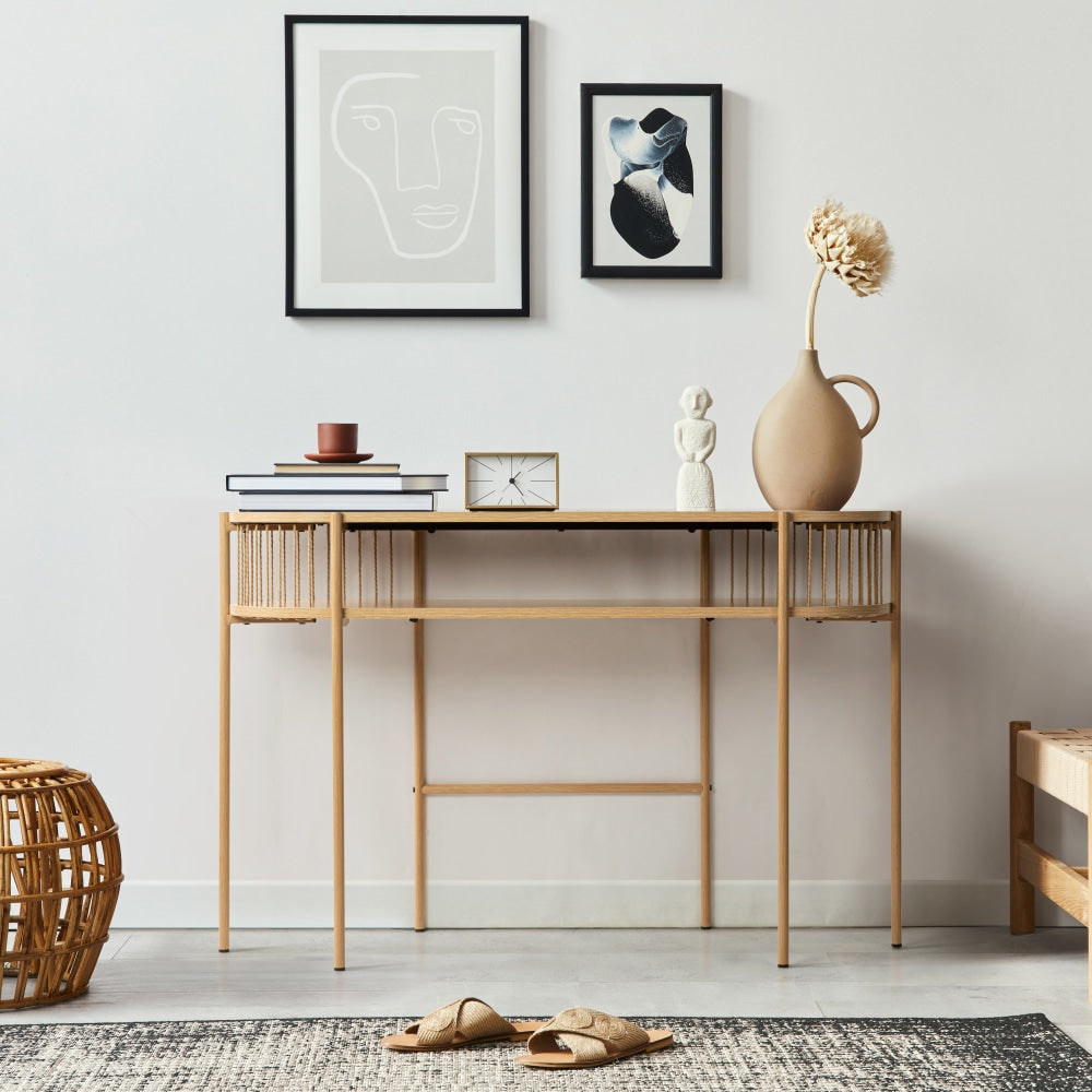 Connell Modern Wooden Hallway Console Hall Oval Table - Oak Fast shipping On sale