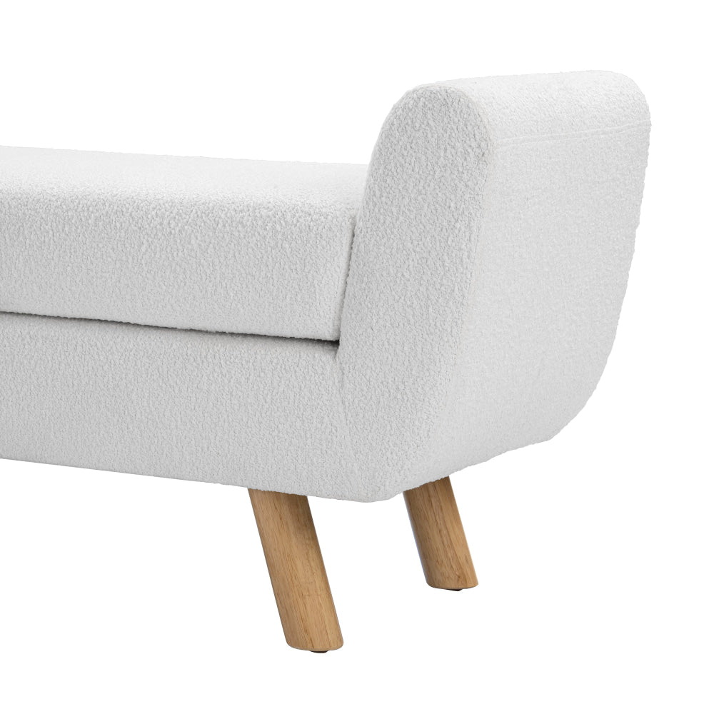 Connor Boucle Fabric Sofa Bench Wing Long Ottoman Foot Rest Stool White Fast shipping On sale