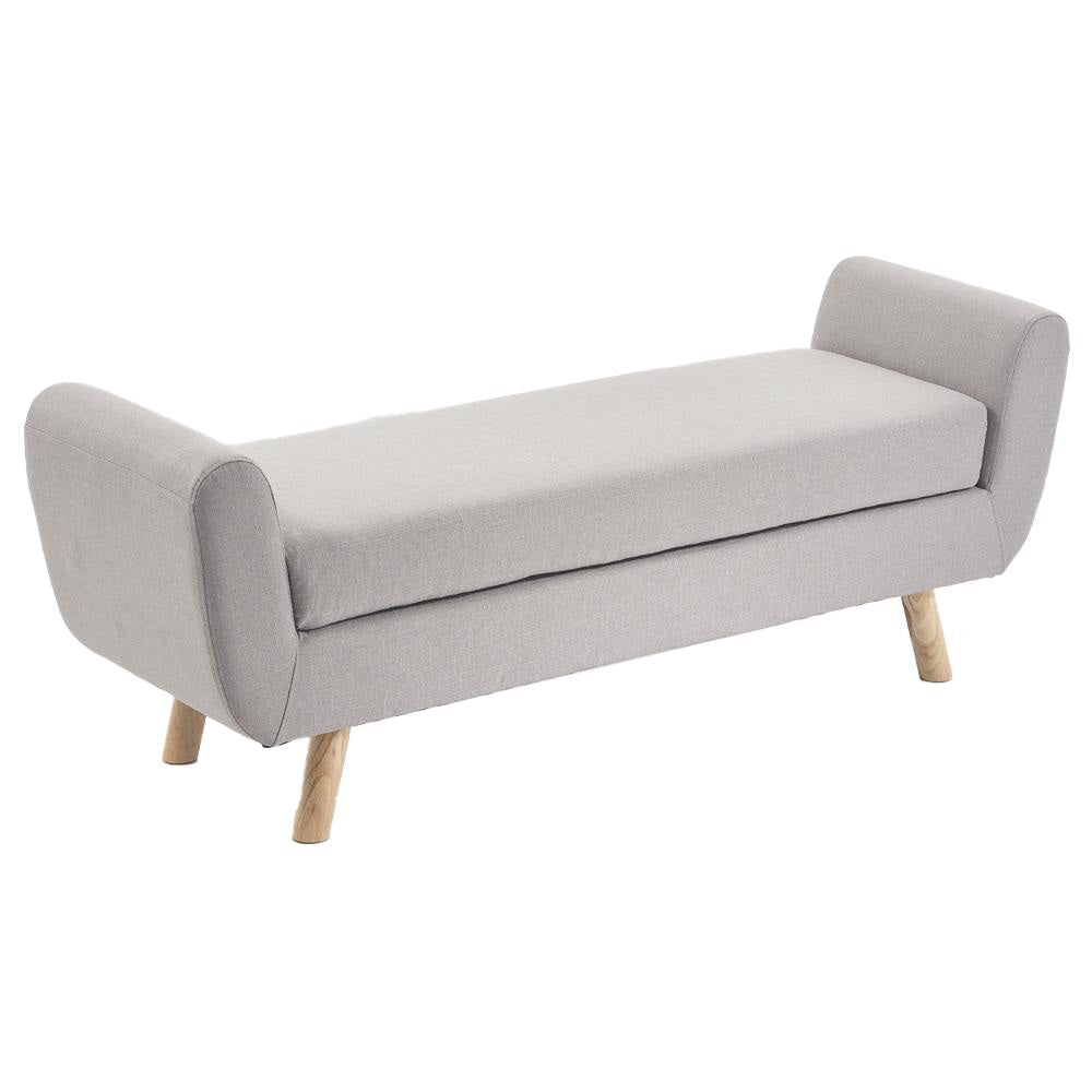 Connor Fabric Wing Long Ottoman Bench Foot Stool - Light Beige Fast shipping On sale