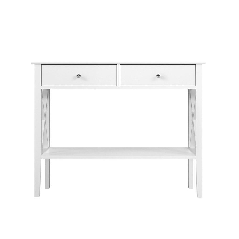 Console Table Hall Side Entry 2 Drawers Display White Desk Furniture Fast shipping On sale