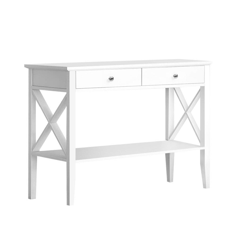 Console Table Hall Side Entry 2 Drawers Display White Desk Furniture Fast shipping On sale