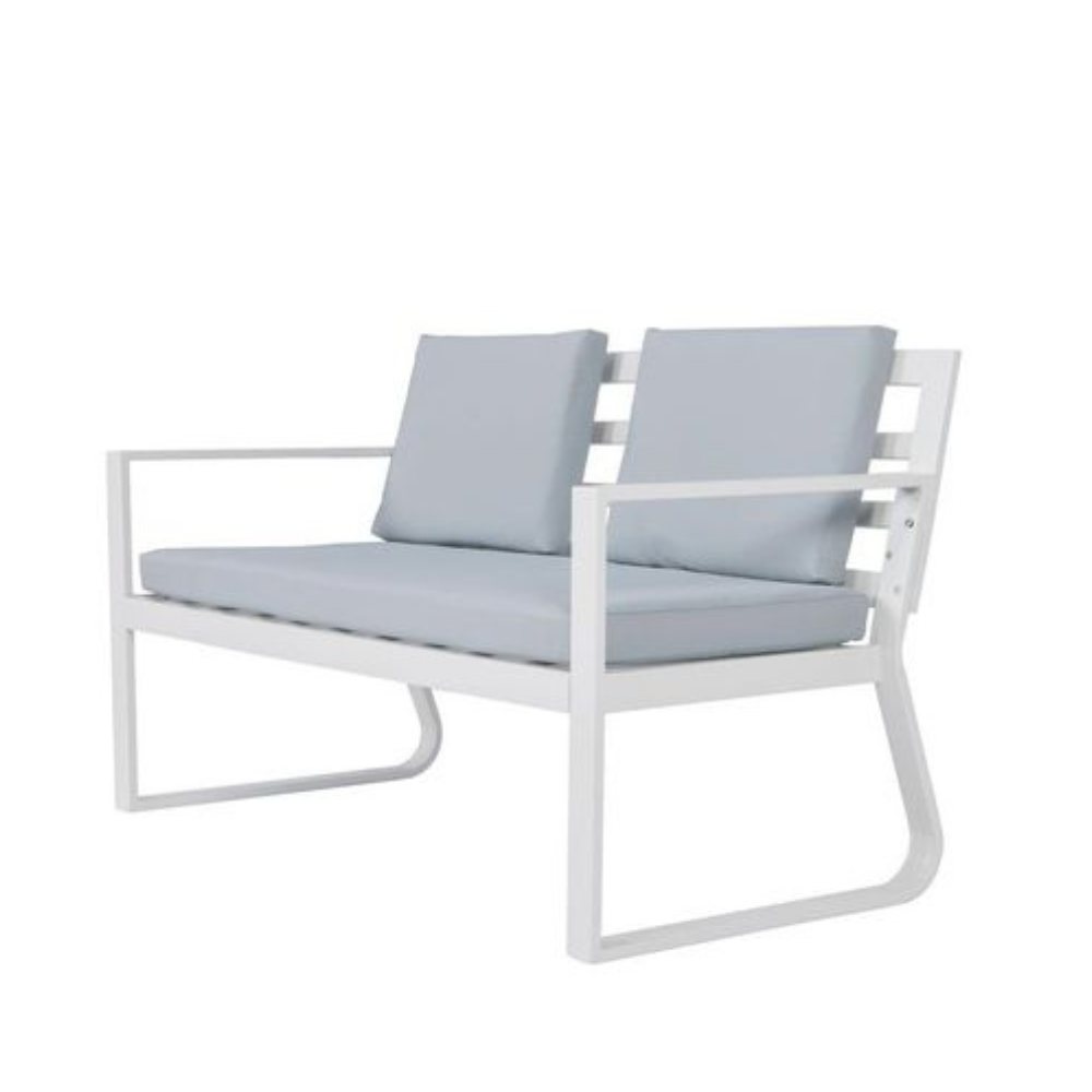 4-Pieces Fabric Seat Aluminum Weather Resistant Outdoor Lounge Setting White/Grey Sets Fast shipping On sale