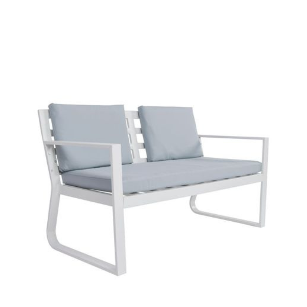 4-Pieces Fabric Seat Aluminum Weather Resistant Outdoor Lounge Setting White/Grey Sets Fast shipping On sale