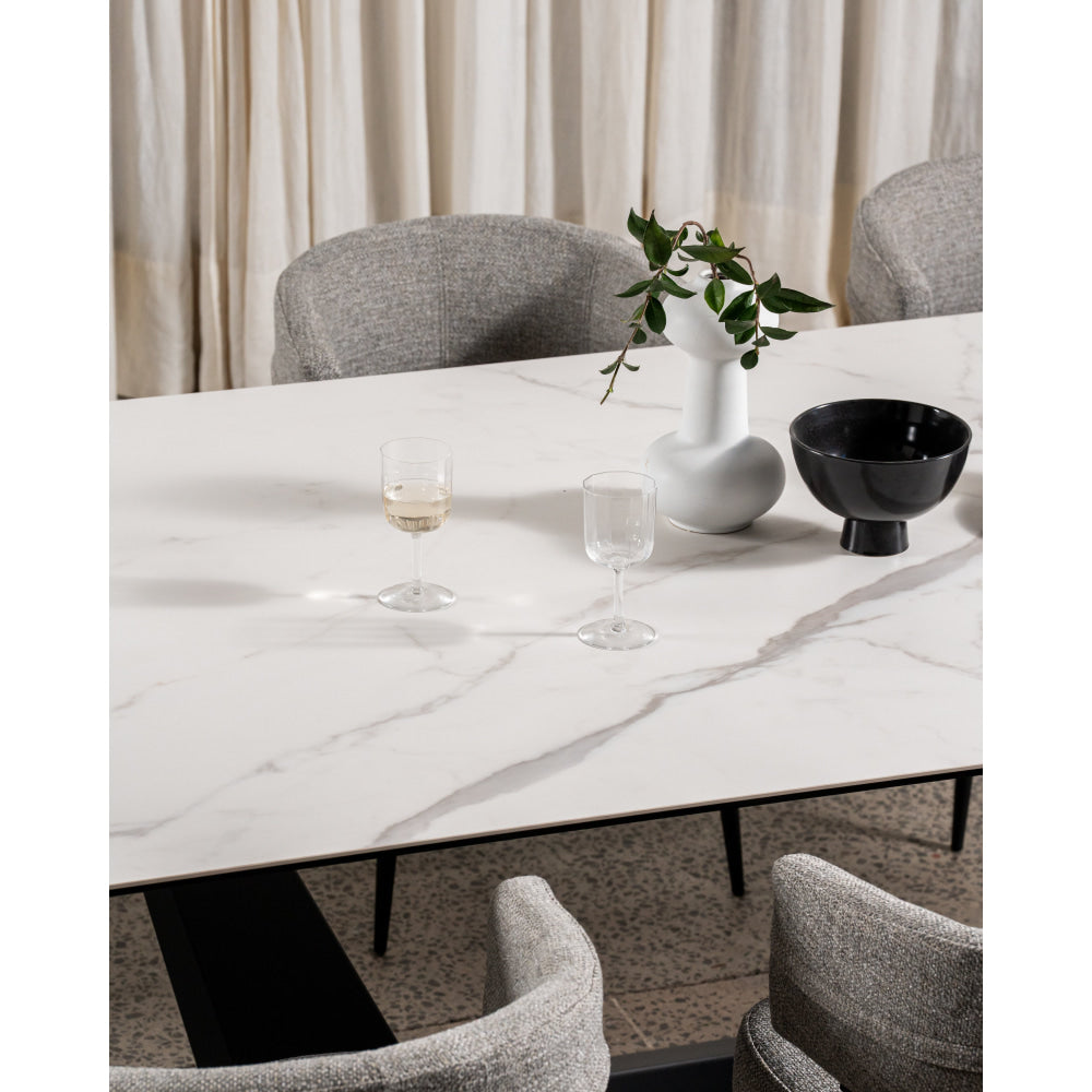 Corby Modern Rectangular Fixed Kitchen Dining Table 240cm Marmo Ceramic Fast shipping On sale