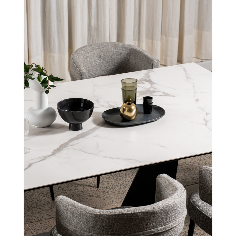 Corby Modern Rectangular Fixed Kitchen Dining Table 240cm Marmo Ceramic Fast shipping On sale