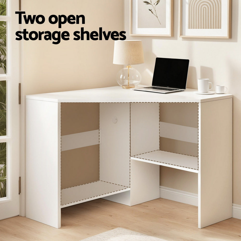 Momentous Living - Corner Computer Desk Shelves CPU Stand L-shape Home ...