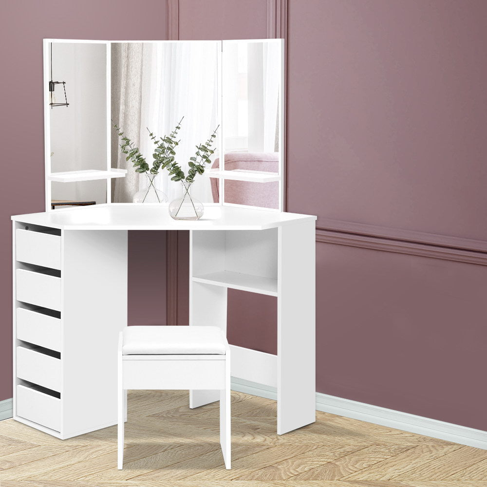 Corner Dressing Table With Mirror Stool White Mirrors Makeup Tables Chair Fast shipping On sale