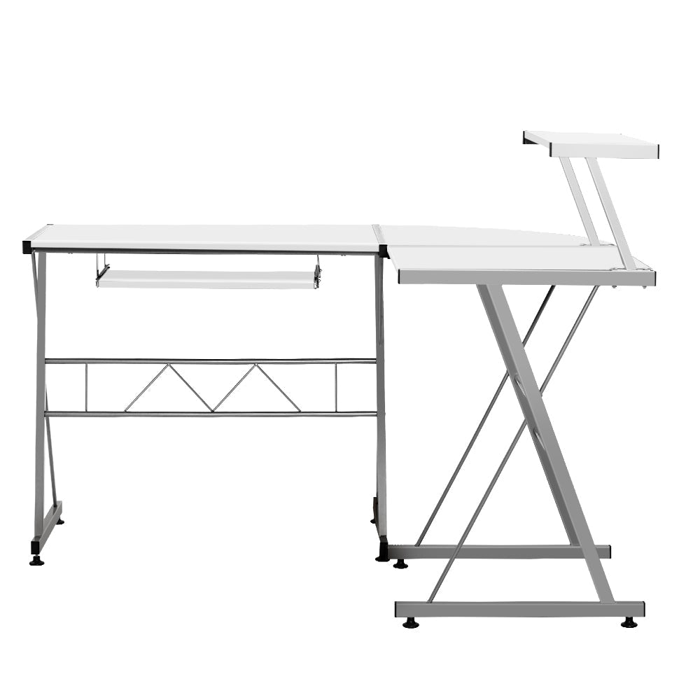 Corner Metal Pull Out Table Desk - White Office Fast shipping On sale