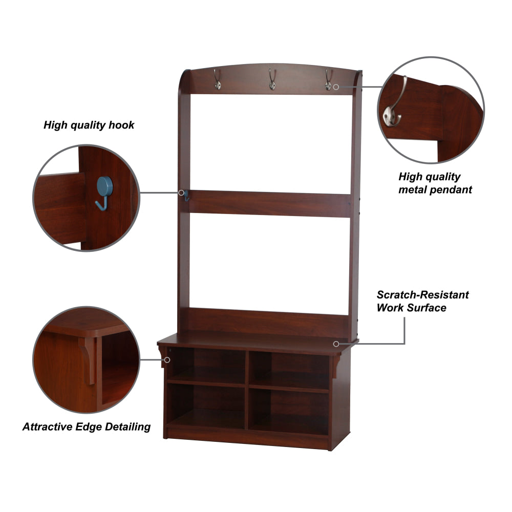 Crosley 4 Shelves Hall Tree Coat Rack Shoe Cabinet Apple Wood Fast shipping On sale
