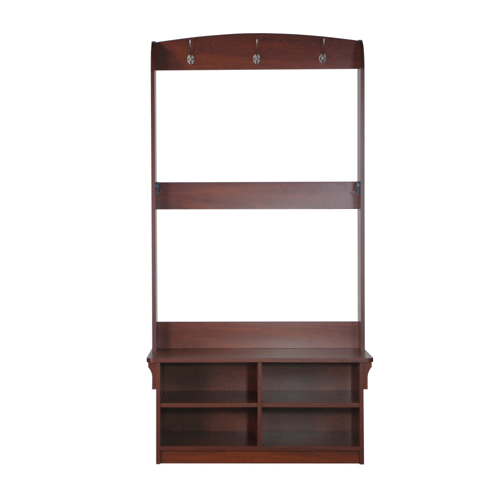 Crosley 4 Shelves Hall Tree Coat Rack Shoe Cabinet Apple Wood Fast shipping On sale