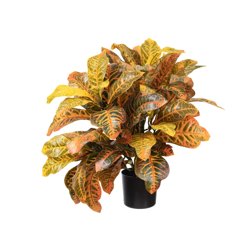 Croton Plant Artificial Faux Decorative With 3 Pin Planter Orange Fast shipping On sale