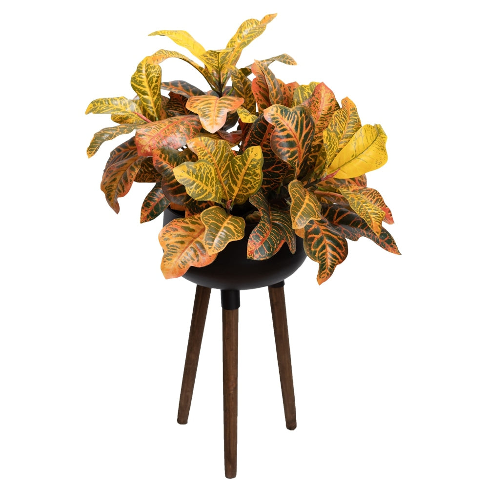 Croton Plant Artificial Faux Decorative With 3 Pin Planter Orange Fast shipping On sale