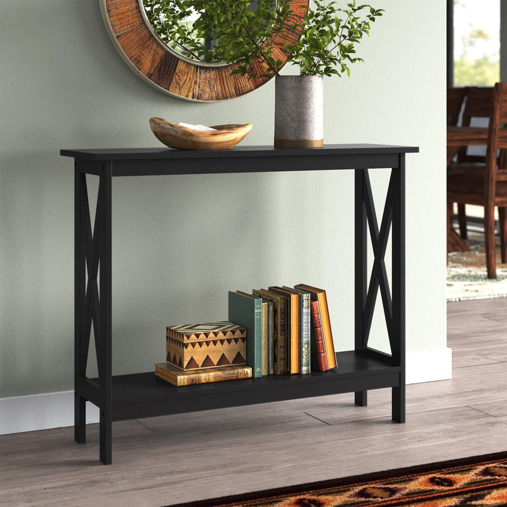 Momentous Living - Cyrus Wooden Hallway Console Hall Table Black Oak ...