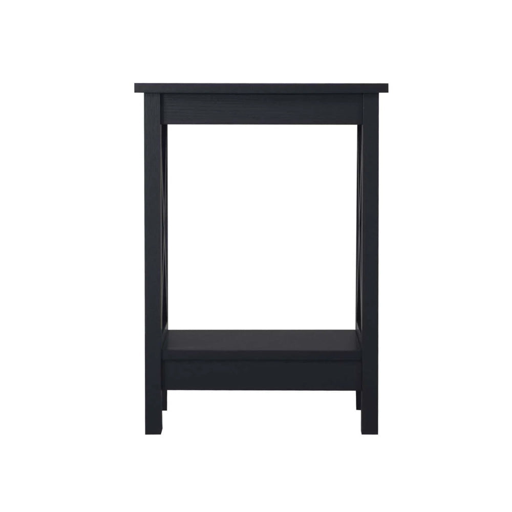 Momentous Living - Cyrus Wooden Open Shelf End Lamp Side Table Black ...