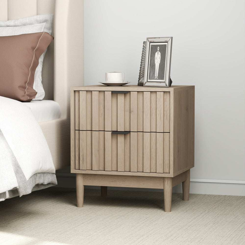 Dalia Modern 2-Drawer Nightstand Bedside Table Oak Fast shipping On sale