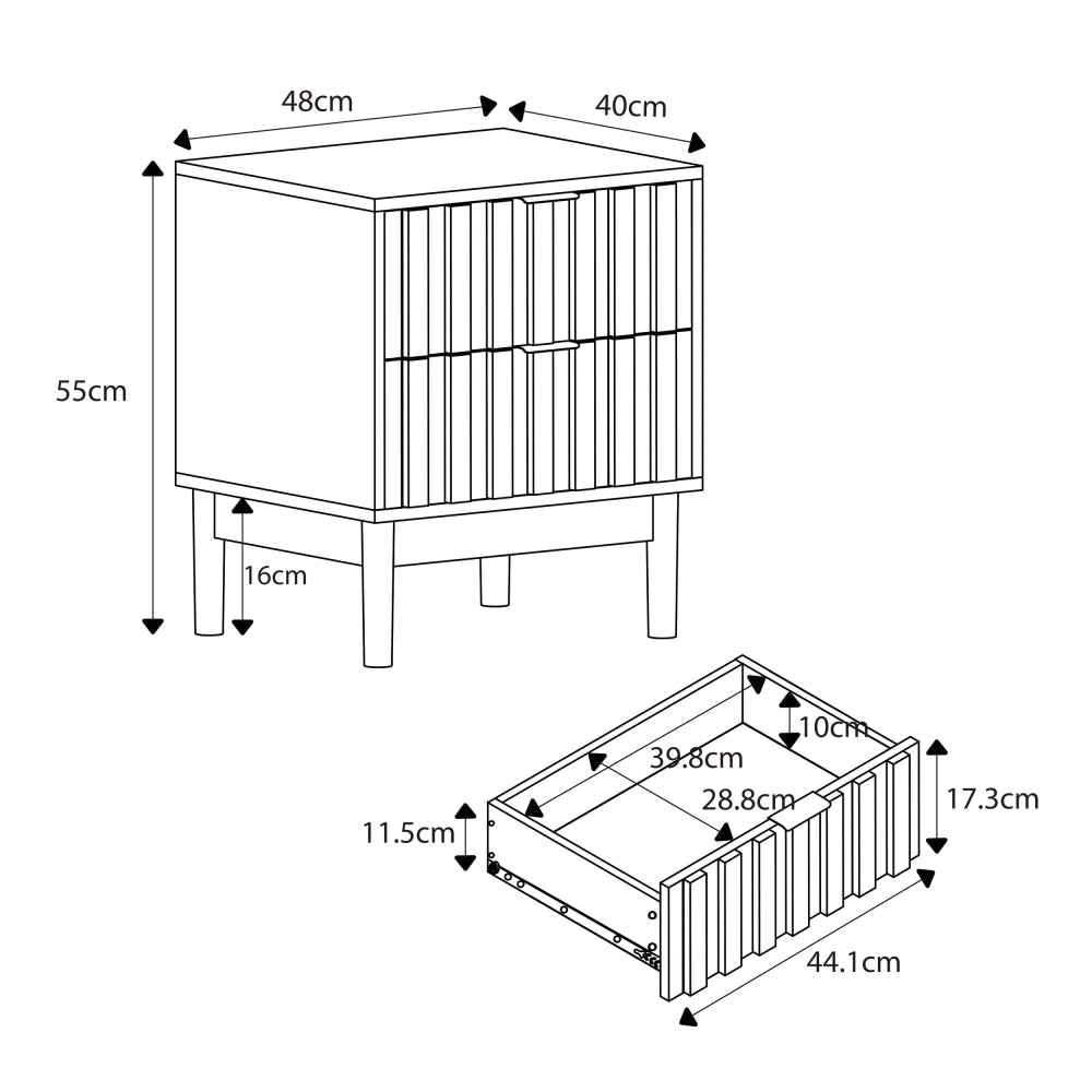 Dalia Modern 2-Drawer Nightstand Bedside Table Oak Fast shipping On sale