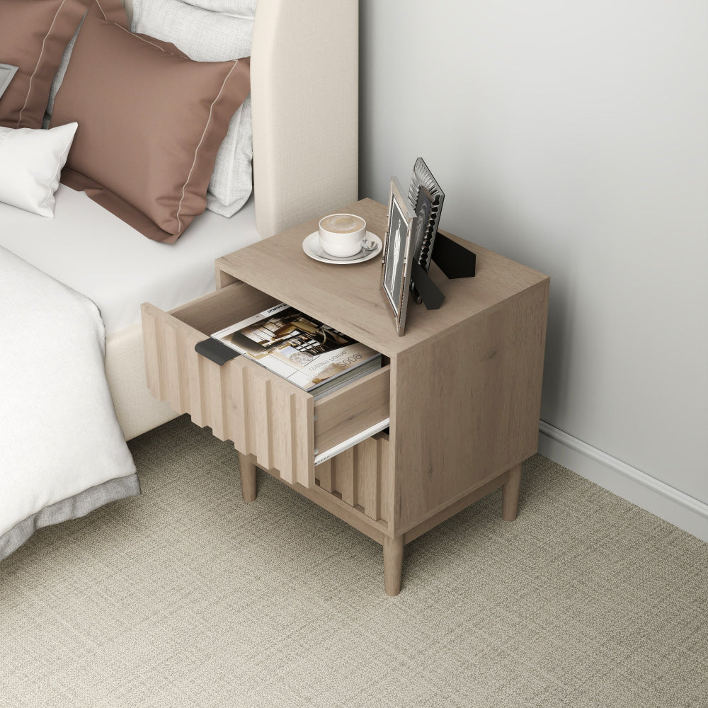 Dalia Modern 2-Drawer Nightstand Bedside Table Oak Fast shipping On sale