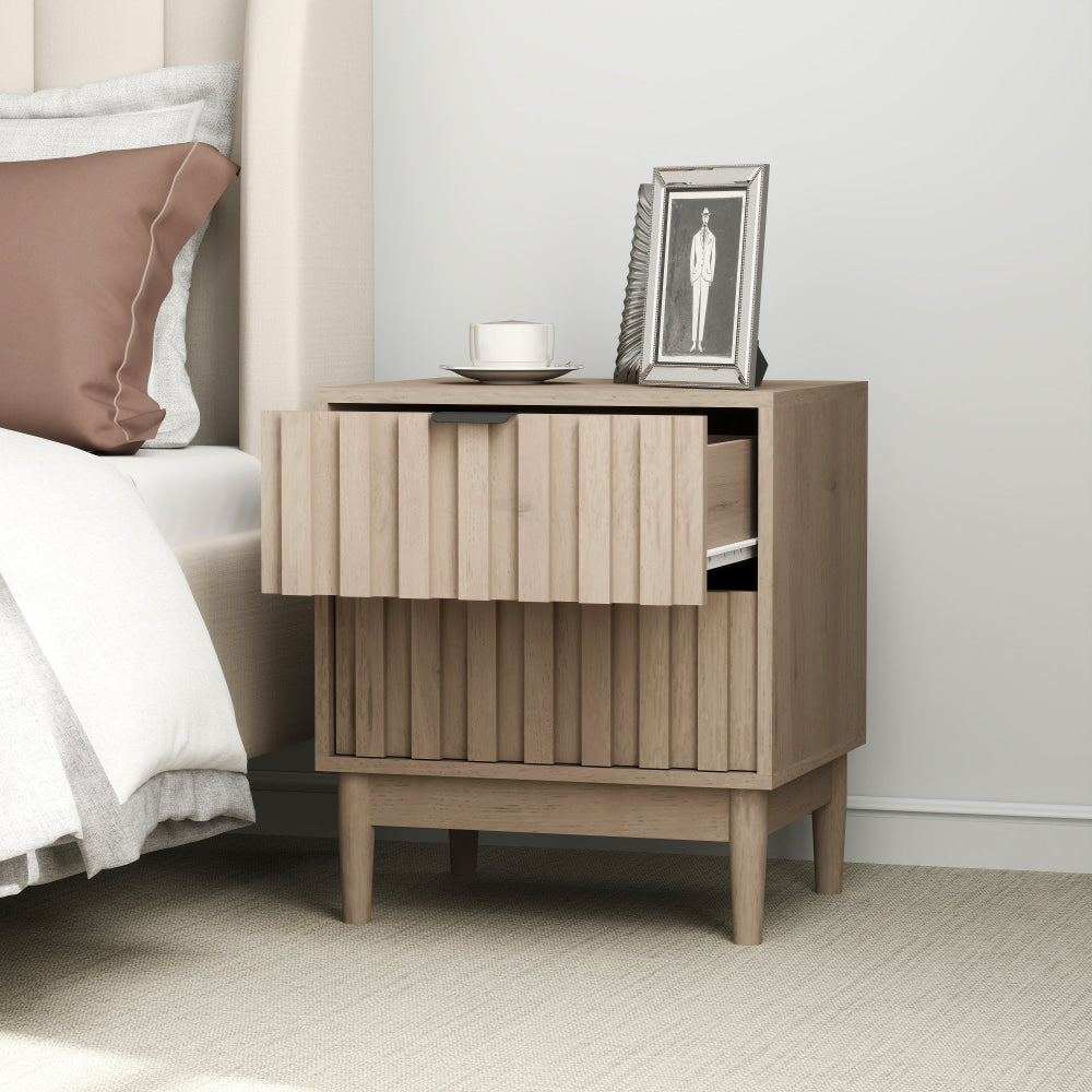 Dalia Modern 2-Drawer Nightstand Bedside Table Oak Fast shipping On sale