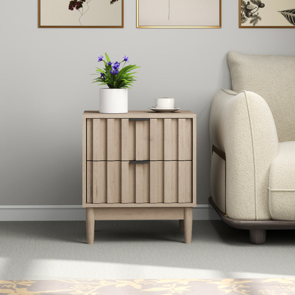 Dalia Modern 2-Drawer Nightstand Bedside Table Oak Fast shipping On sale