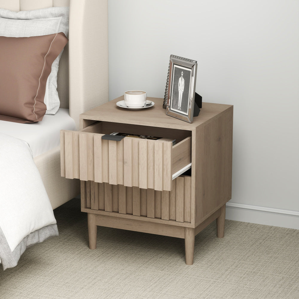 Dalia Modern 2-Drawer Nightstand Bedside Table Oak Fast shipping On sale