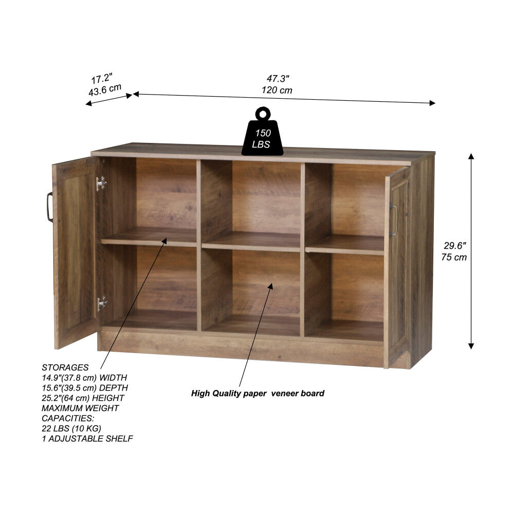 Dallas Wooden 2-Door Sideboard Buffet Unit Storage Cabinet Rustic Oak & Fast shipping On sale