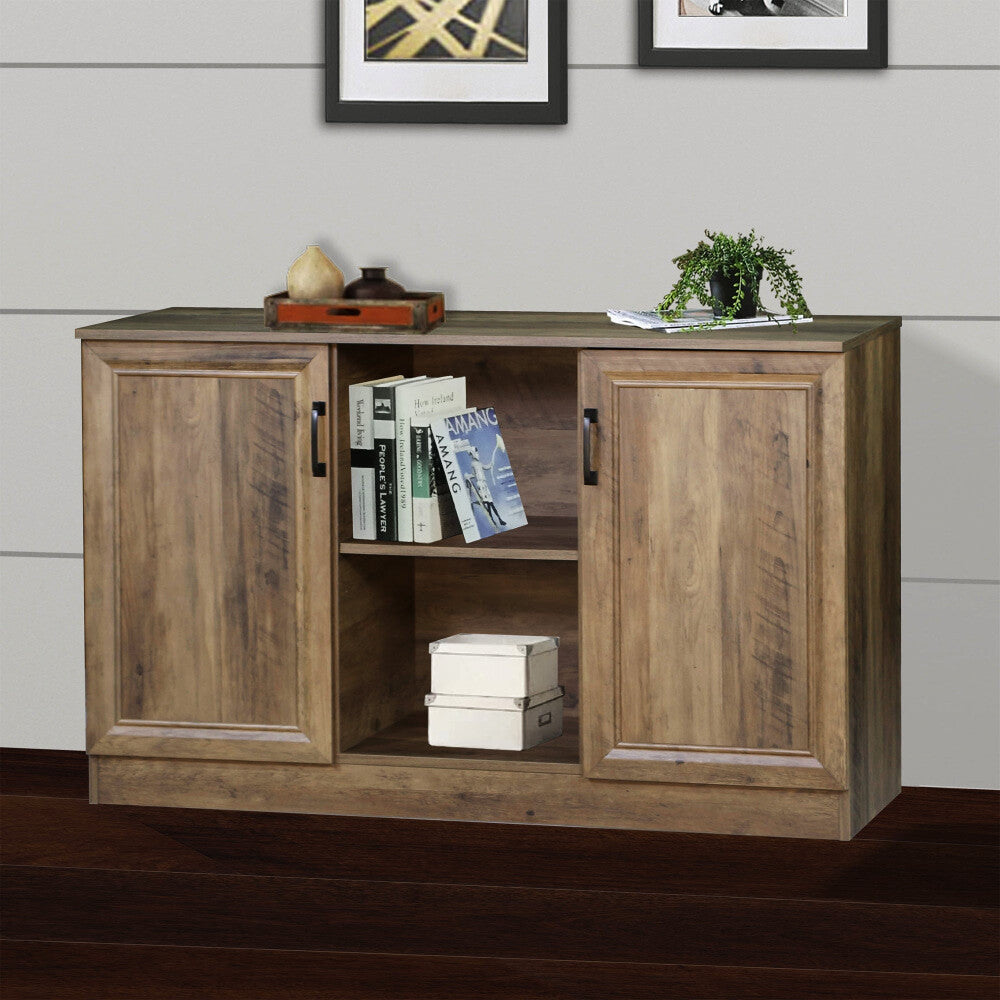 Dallas Wooden 2-Door Sideboard Buffet Unit Storage Cabinet Rustic Oak & Fast shipping On sale