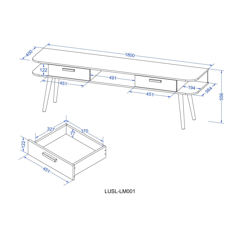 Damian TV Stand Entertainment Unit 180cm - Walnut Fast shipping On sale