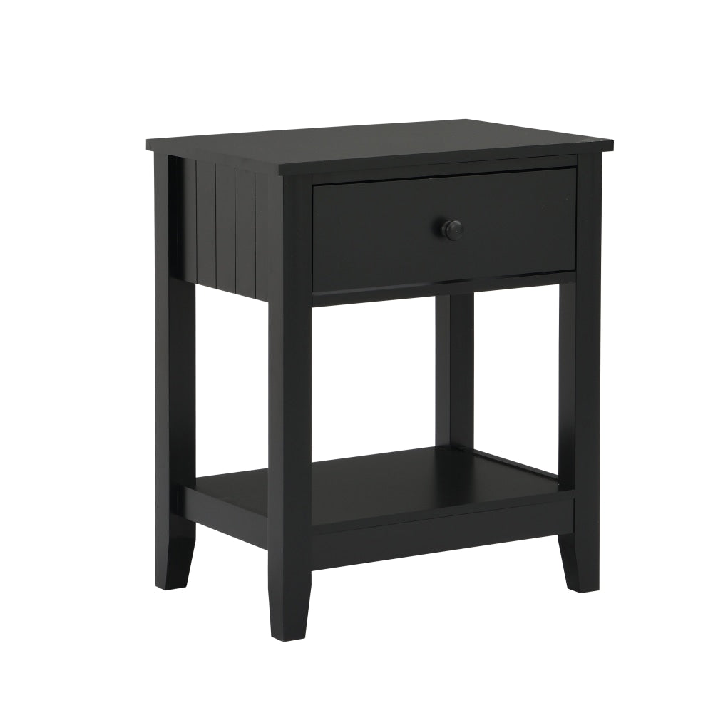 Declan Wooden Open Shelf Bedside Nighstand Side Table W/ 1-Drawer - Black Fast shipping On sale