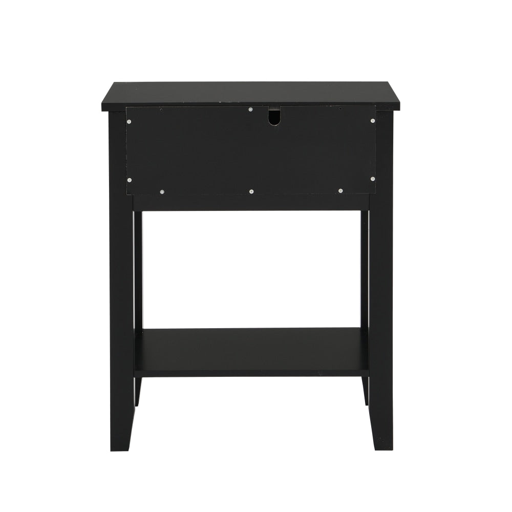 Declan Wooden Open Shelf Bedside Nighstand Side Table W/ 1-Drawer - Black Fast shipping On sale