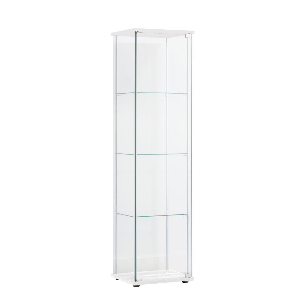 Dejaro Modern 4-Tier Display Shelf Storage Cabinet W/ 1-Door - Glass/White Cupboard Fast shipping On sale