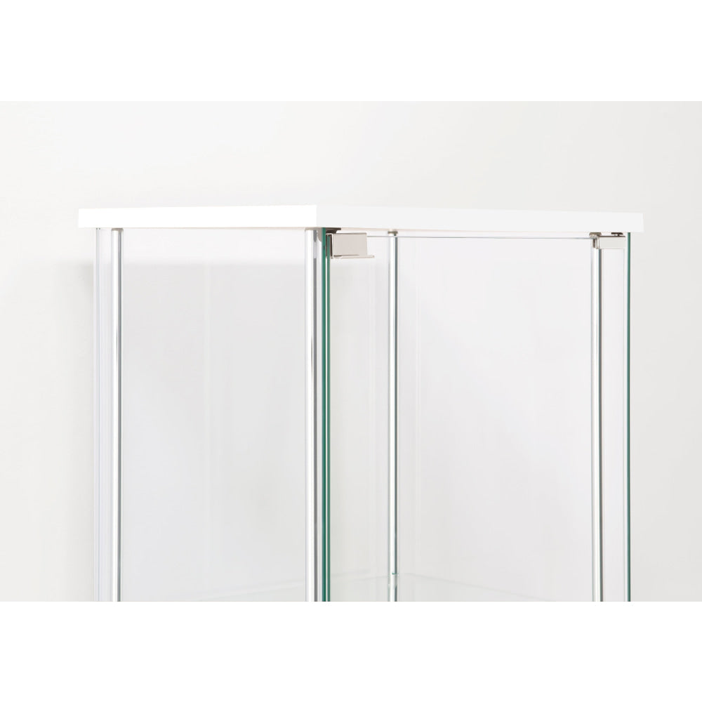 Dejaro Modern 4-Tier Display Shelf Storage Cabinet W/ 1-Door - Glass/White Cupboard Fast shipping On sale