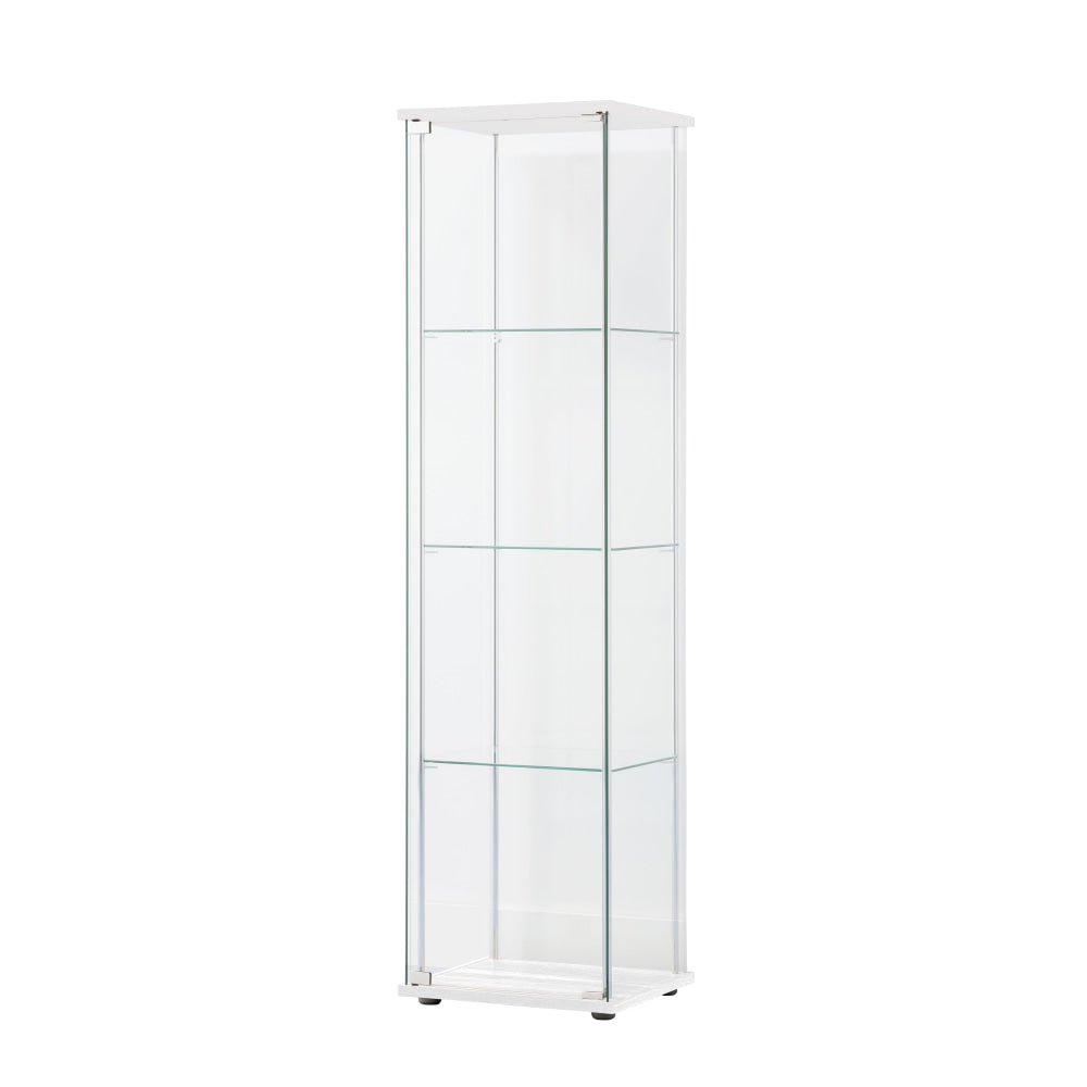 Dejaro Modern 4-Tier Display Shelf Storage Cabinet W/ 1-Door - Glass/White Cupboard Fast shipping On sale