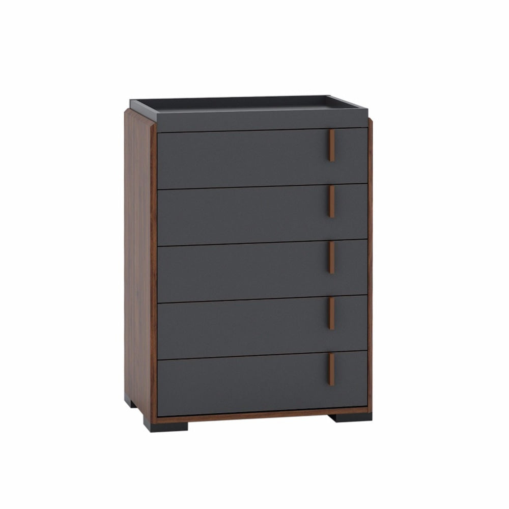 Desmond Chest Of 5-Drawers Tallboy Storage Cabinete - Columbia & Dark Grey Drawers Fast shipping On sale