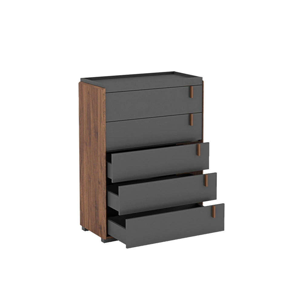 Desmond Chest Of 5-Drawers Tallboy Storage Cabinete - Columbia & Dark Grey Drawers Fast shipping On sale