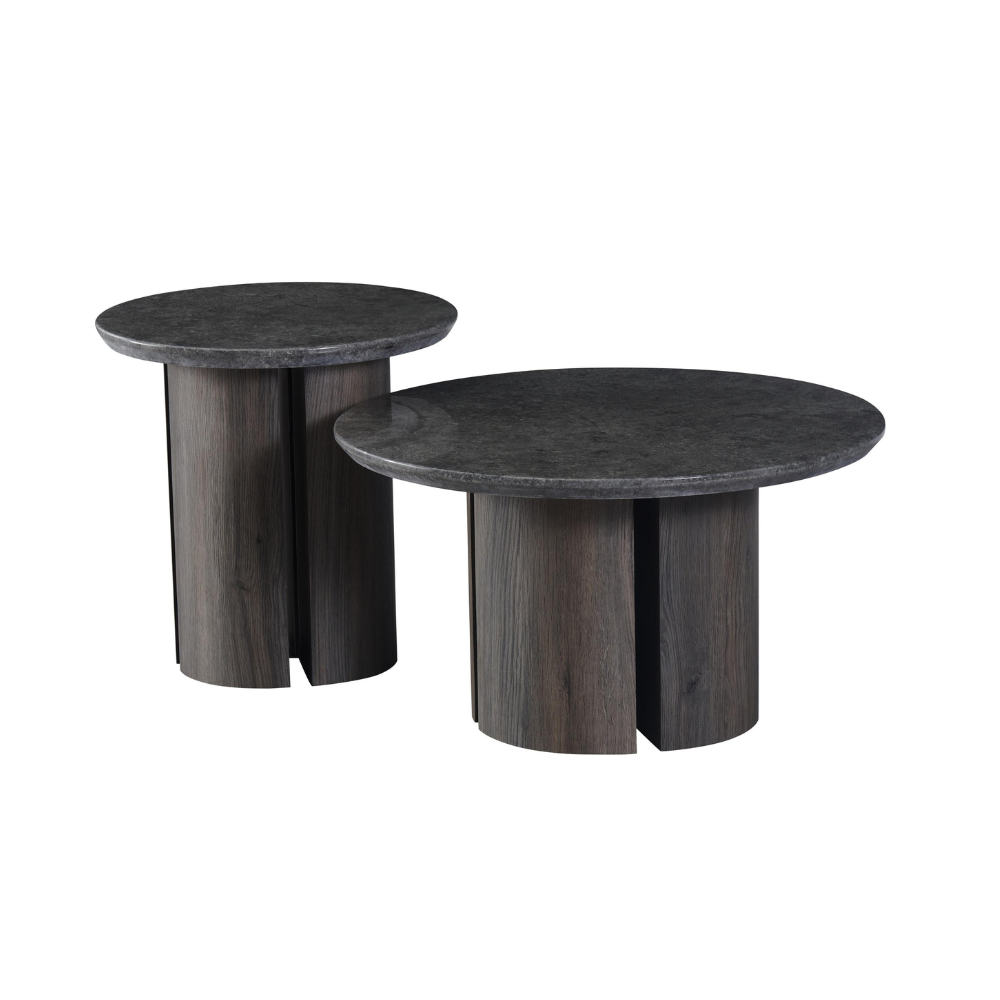 Devika Round Glossy Artificial Marble Effect Coffee Tea Table Grey Fast shipping On sale