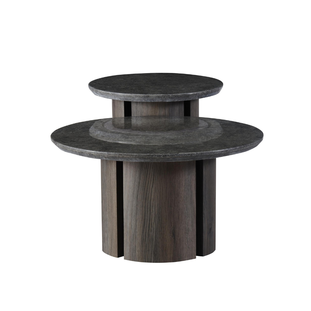 Devika Round Glossy Artificial Marble Effect Coffee Tea Table Grey Fast shipping On sale