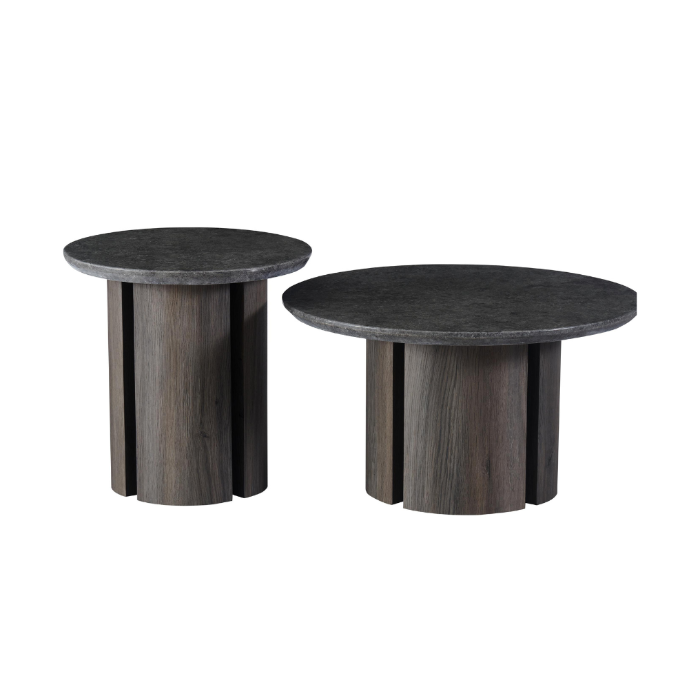 Devika Round Glossy Artificial Marble Effect Coffee Tea Table Grey Fast shipping On sale
