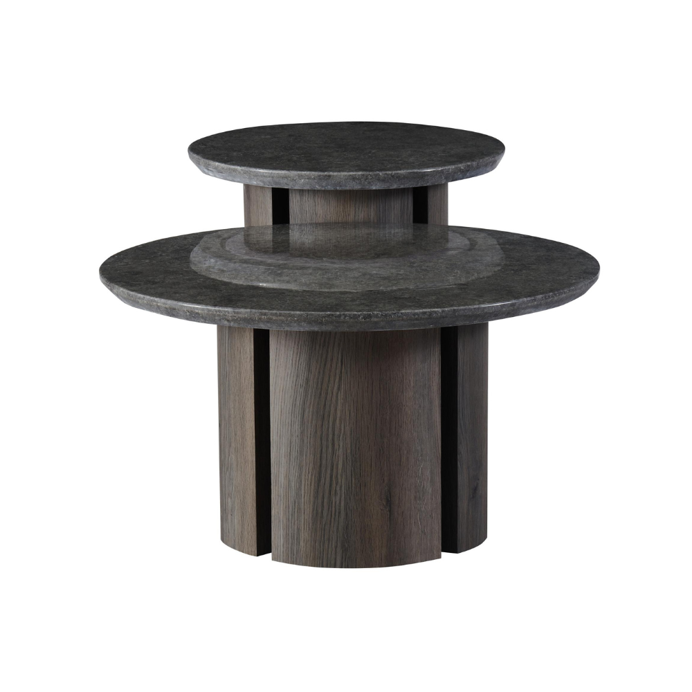 Devika Round Glossy Artificial Marble Effect Side End Lamp Table Grey Fast shipping On sale