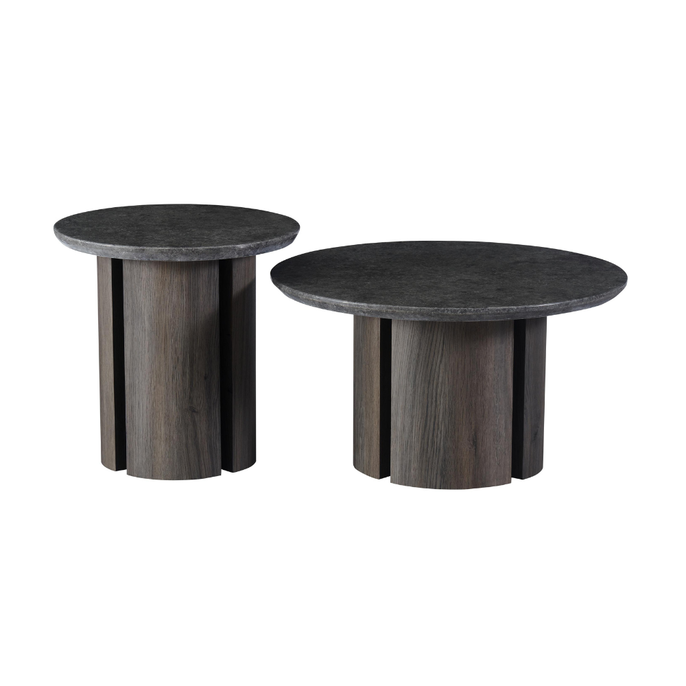 Devika Round Glossy Artificial Marble Effect Side End Lamp Table Grey Fast shipping On sale