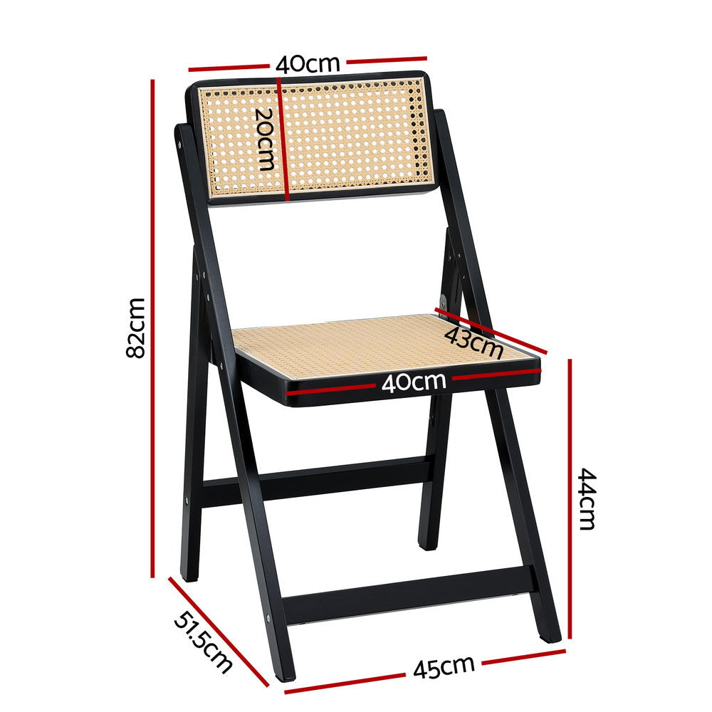 Dining Chair Wooden Rattan Foldable Black Fast shipping On sale