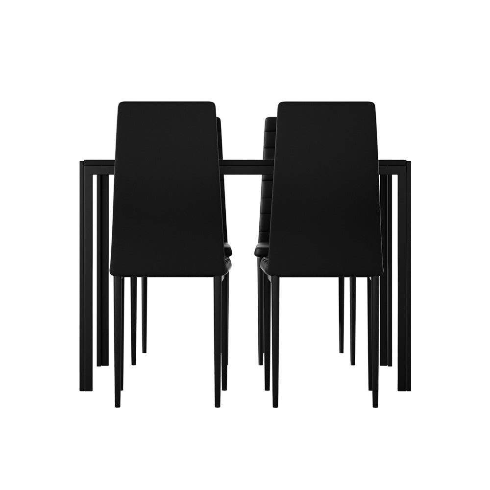 Dining Chairs and Table Set 4 Chair Of 5 Wooden Top Black Fast shipping On sale
