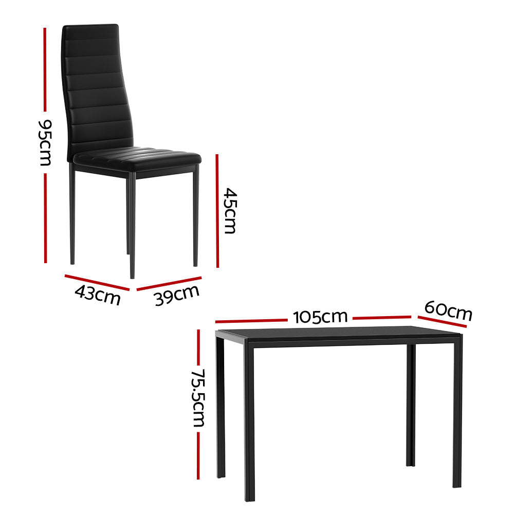 Dining Chairs and Table Set 4 Chair Of 5 Wooden Top Black Fast shipping On sale