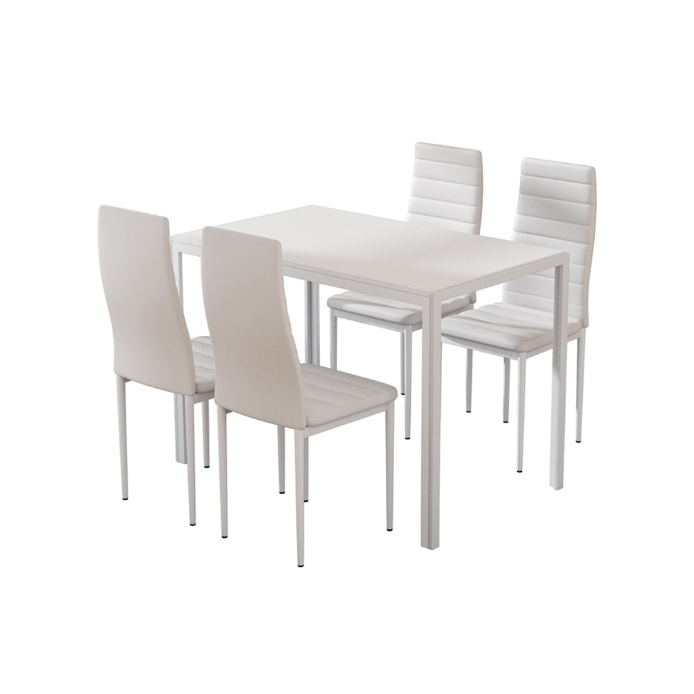 Dining Chairs and Table Set 4 Chair Of 5 Wooden Top White Fast shipping On sale