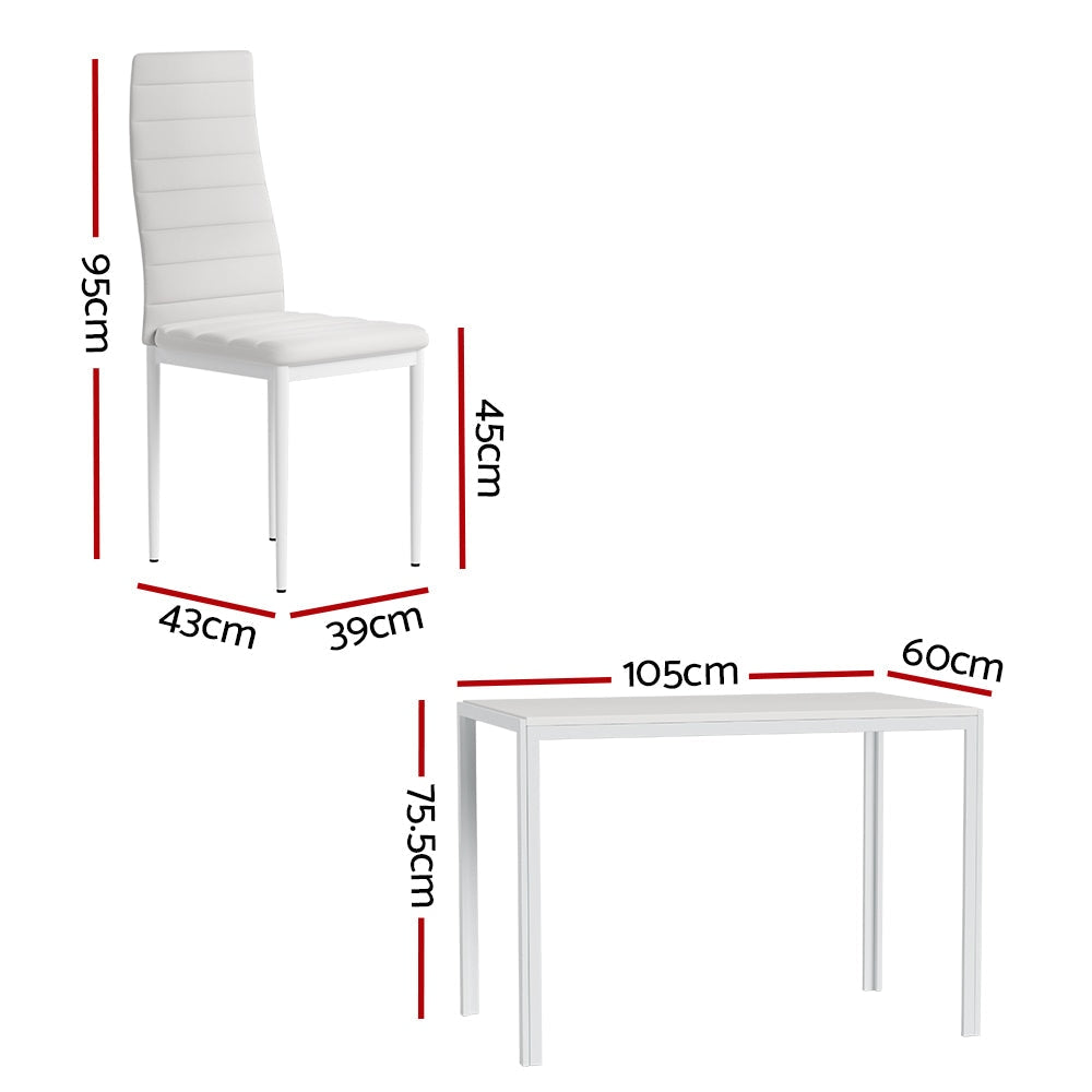 Dining Chairs and Table Set 4 Chair Of 5 Wooden Top White Fast shipping On sale