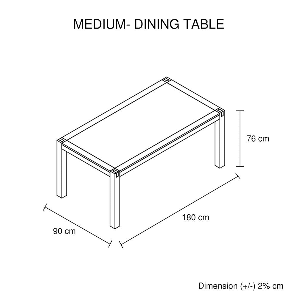 Dining Table 180cm Medium Size with Solid Acacia Wooden Base in Chocolate Colour Fast shipping On sale