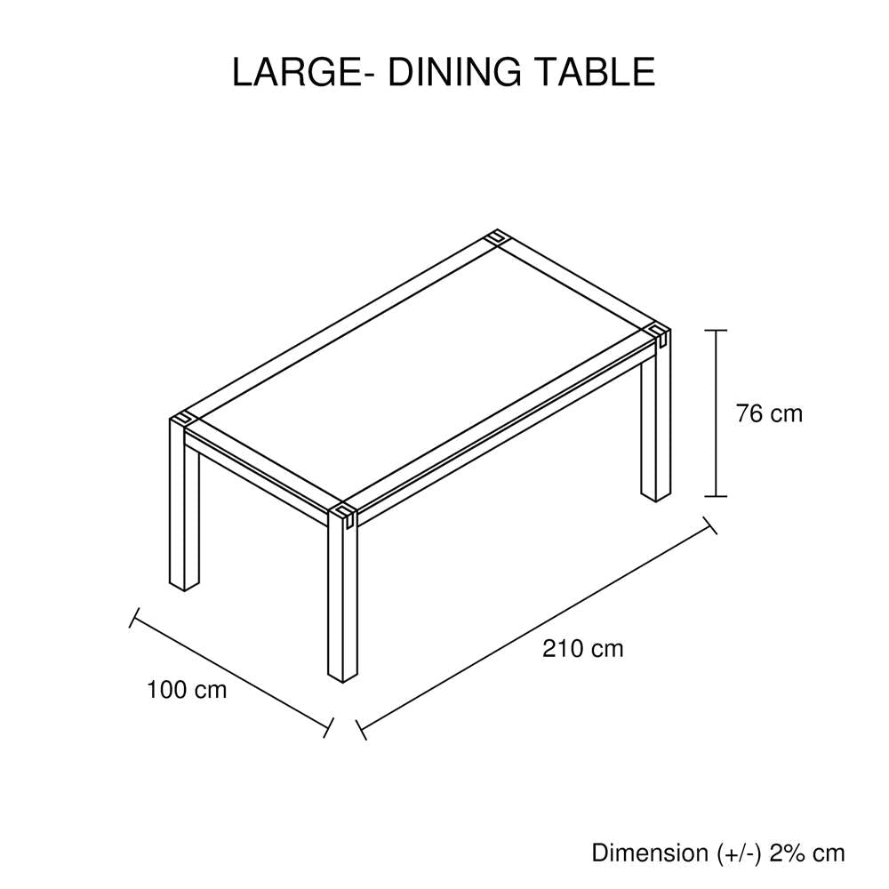 Dining Table 210cm Large Size with Solid Acacia Wooden Base in Chocolate Colour Fast shipping On sale