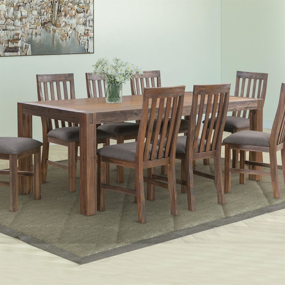 Dining Table 210cm Large Size with Solid Acacia Wooden Base in Chocolate Colour Fast shipping On sale